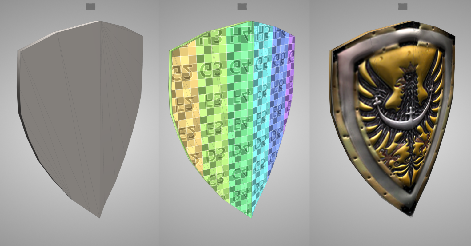Shield model with diffuse, normal and specular map